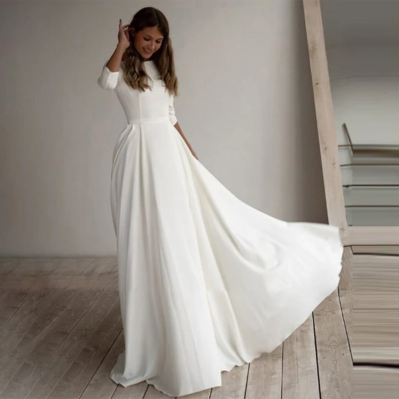 

A-line Simple Temperament Floor-Length Gowns for Bridal Bridesmaid Party Birthday Ball Cocktail Bar Mitzvah Dresses