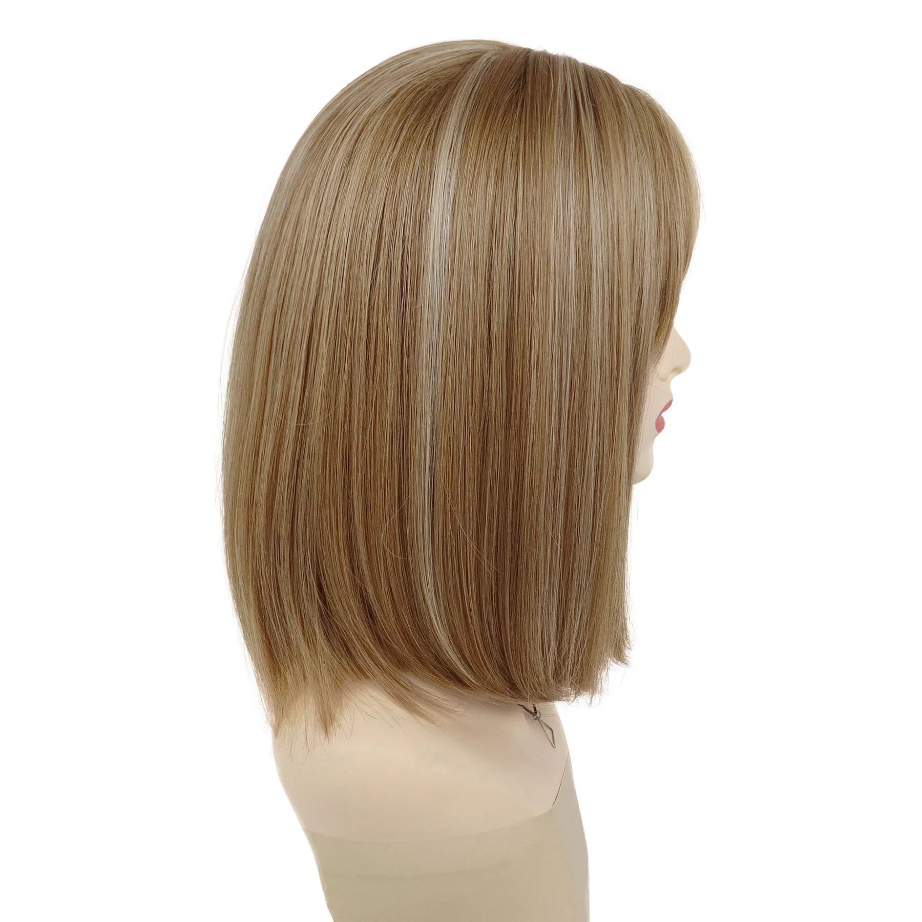 فيلما زي المرأة شعر مستعار مع الانفجارات الشعر الاصطناعية قصيرة بوب شعر مستعار بني اللون موضة لعب الأدوار زي الهالوين للمرأة #6