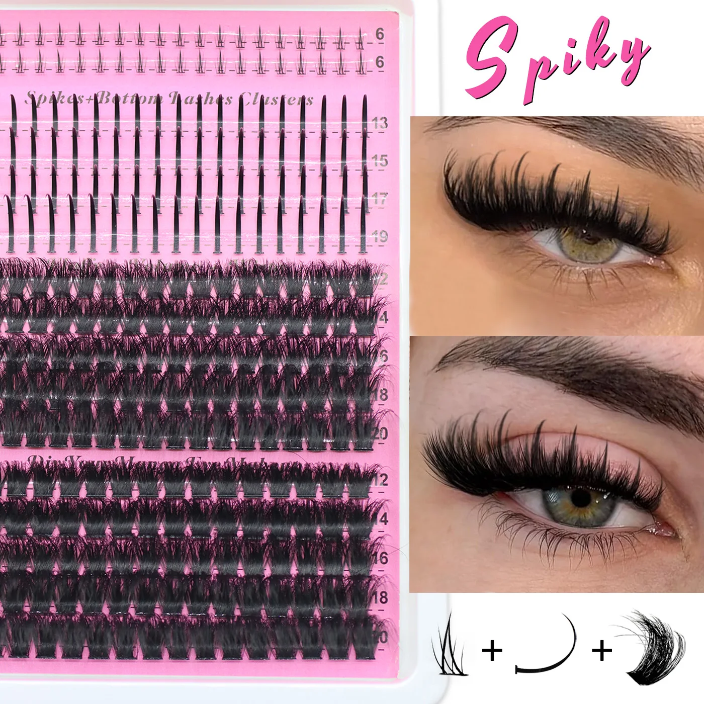 DIY European Spiky Cluster Lashes & Bottom Lashes  100D-200D Fluffy Stereo Mixed Styles  Eye Enlarging Individual Eyelashes