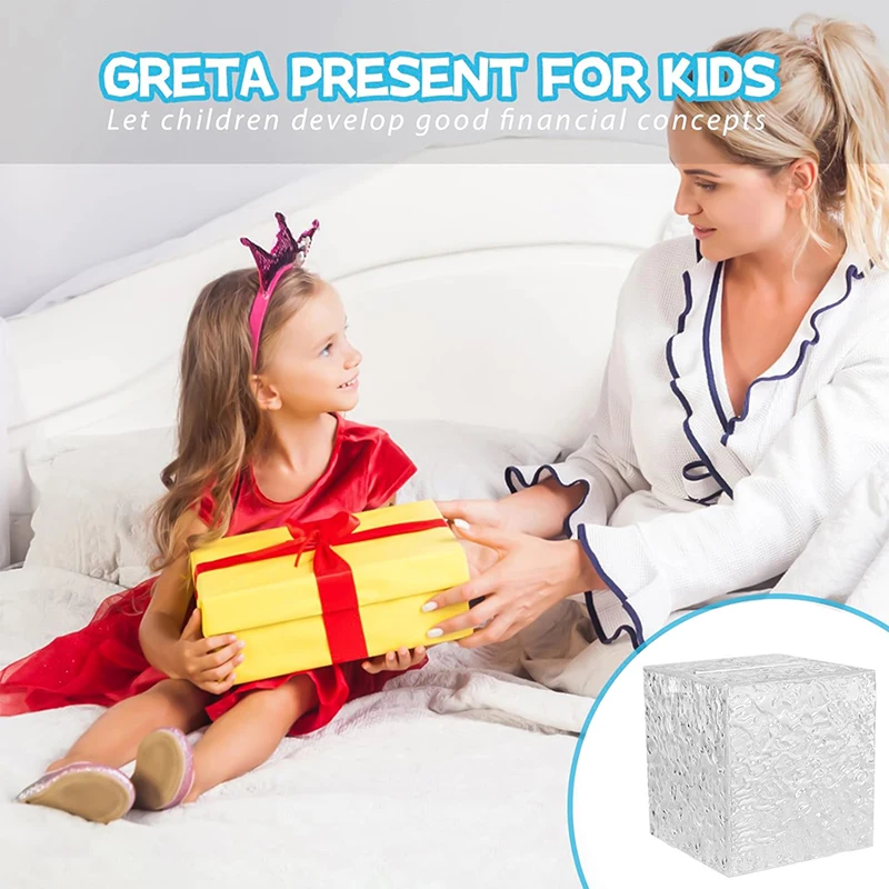 Tirelire carrée en acrylique transparent, boîte d'économie d'argent de grande capacité, pièce de monnaie non amovible, boîte à billets de banque