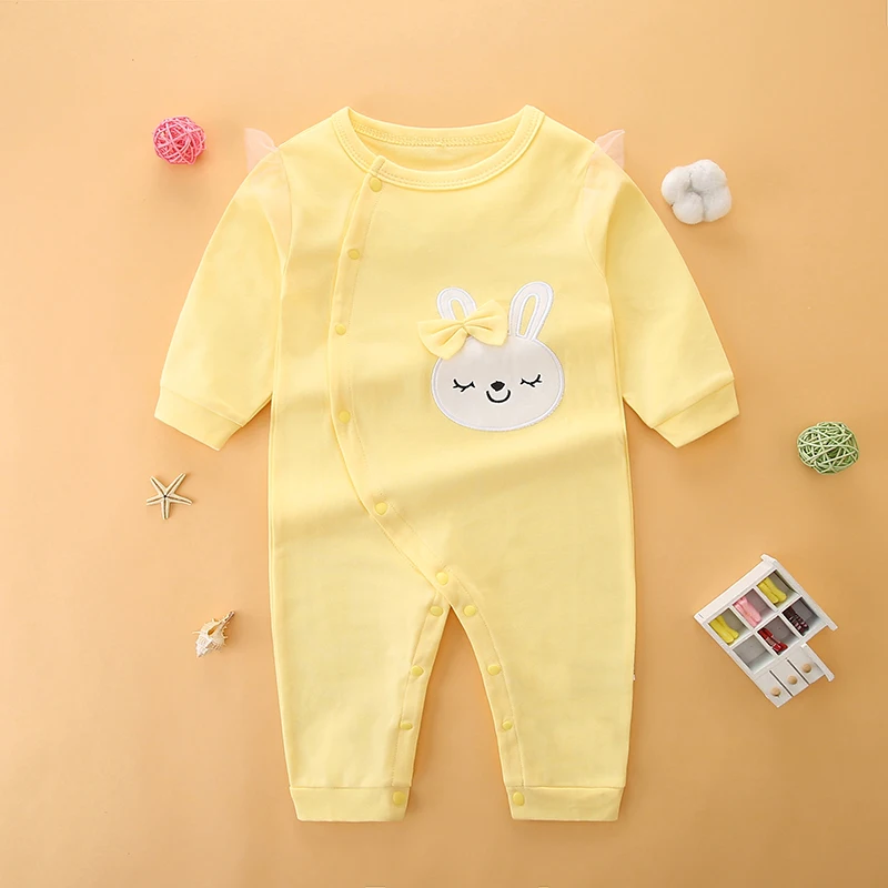 Newborn clothes thin long-sleeved 0-6 months baby jumpsuit spring & fall pure cotton 100-day baby girl clothes