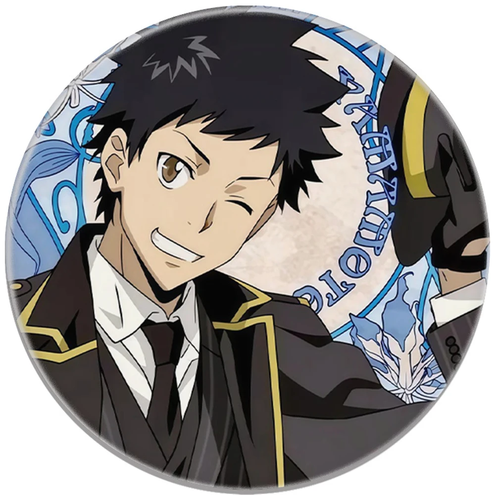 58mm Anime Katekyō Hitman Reborn! Sawada Tsunayoshi Kozato Enma Cosplay COSTUME Badge Pin SPTE Tinplate Brooch﻿ Prop Gilf