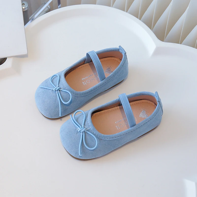 Prinzessinnenschuhe für kleine Mädchen, Bonbonfarben, Schleife, elastisches Band, flacher Kinderschuh aus Wildleder, süßer Slip-On, bequemer Herbst-Kinderschuh, Größe 21–30 – Detail 20