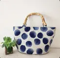 

Lost In Vintage Bamboo Dot Handle Tote Bag Comes with a Pocket. Uses a Large Dot Dots Fabric Heaven zipper 38x14x23cm