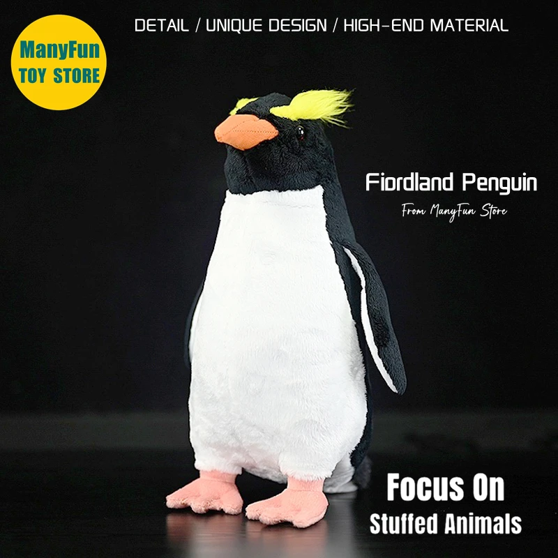 Fiordland Penguin Plush Toy High Fidelity Snares Penguin Plushie Penguin Peluche Lifelike Stuffed Animals Simulation Doll Toys