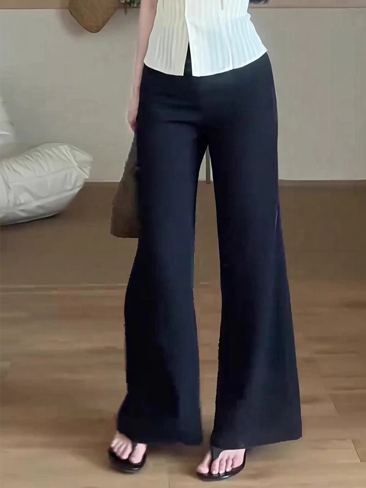 하이웨이스트 플레어 캐주얼 팬츠 여성용 신축성 루즈핏 가을 신상 슬림핏 플러스 사이즈 몸매 가리기 작은 사이즈