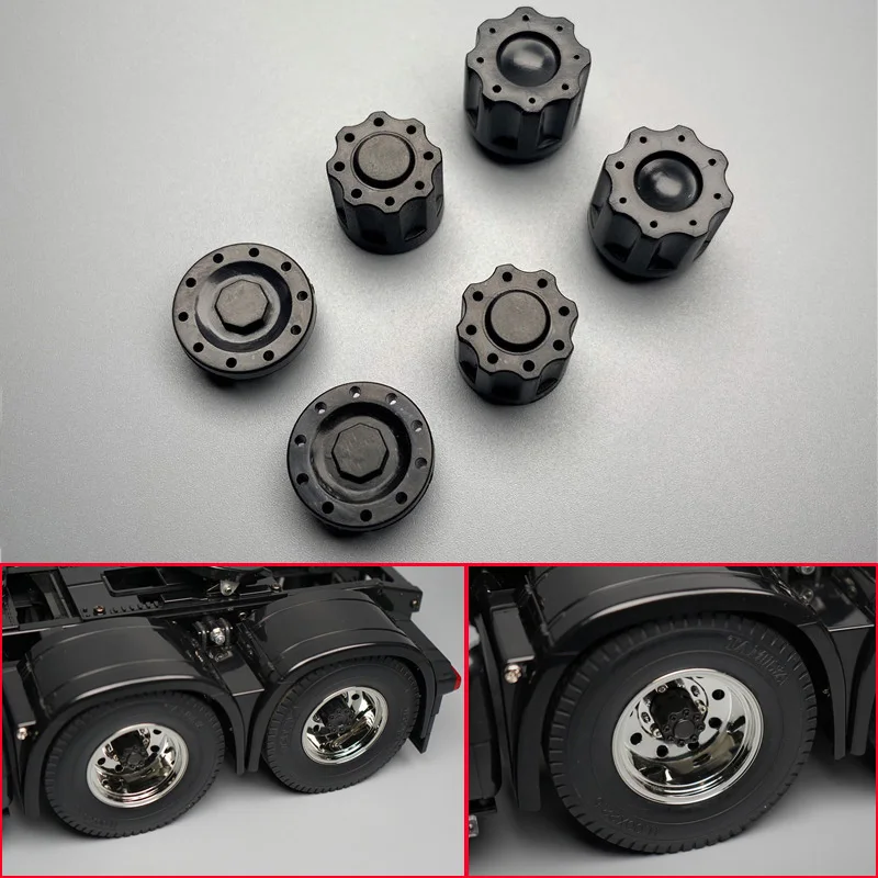 

1:14th Scale Hub Cover M4 Locknut Cover Spindle Head for Tamiya RC Truck Tipper SCANIA 770S 56368 VOLVO ACTROS BENZ MAN Car