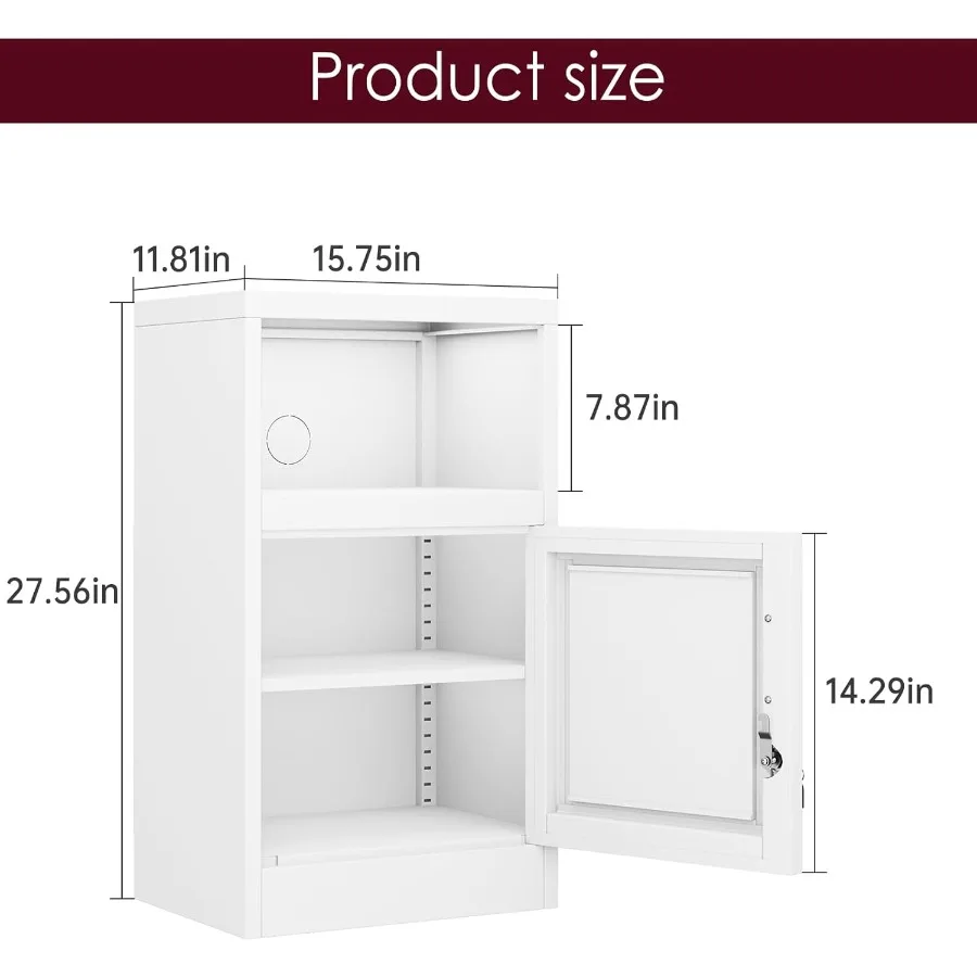 طقم منضدة معدنية بيضاء مكونة من 2 مع خزانة ملفات قفل مع أرفف خزانة تخزين 28 طاولة جانبية حديثة مع باب ومفتوحة Sh #3