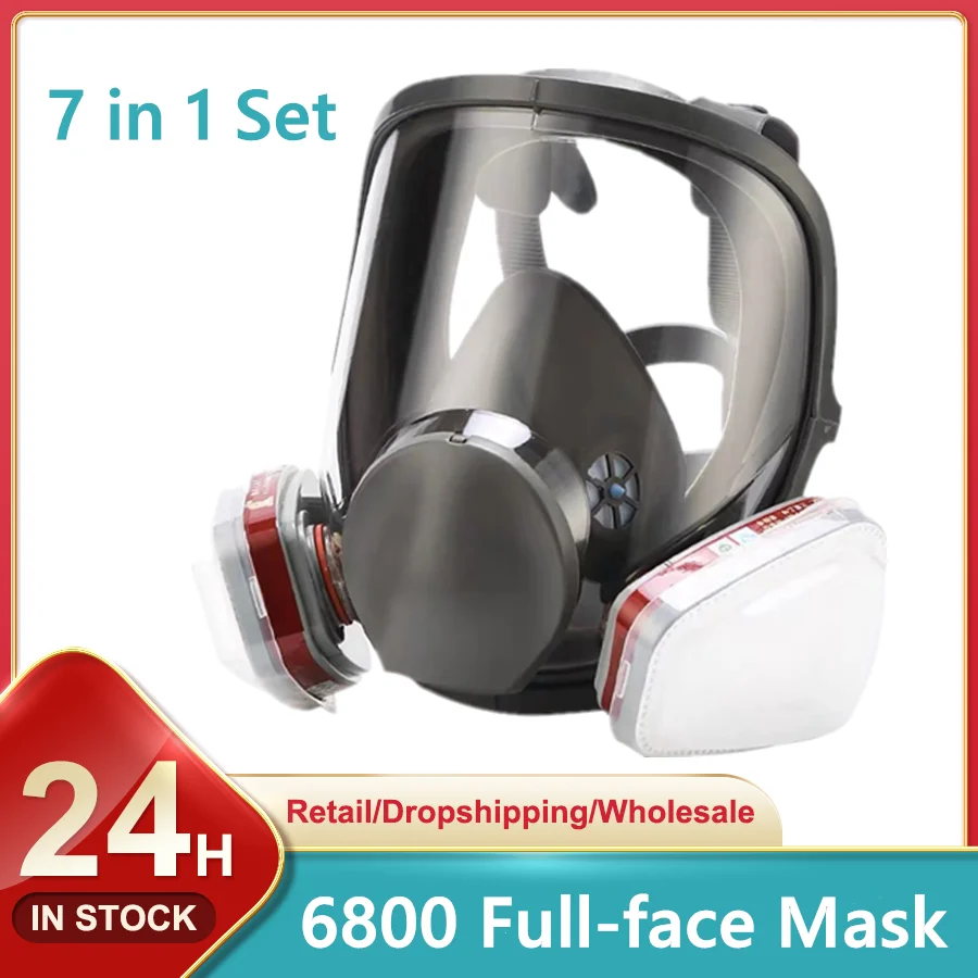 7in1 6800 Full Face Face-piece Respirator with Carbon Filters Organic Acid Gases Filter Painting Pesticide Gas Mask