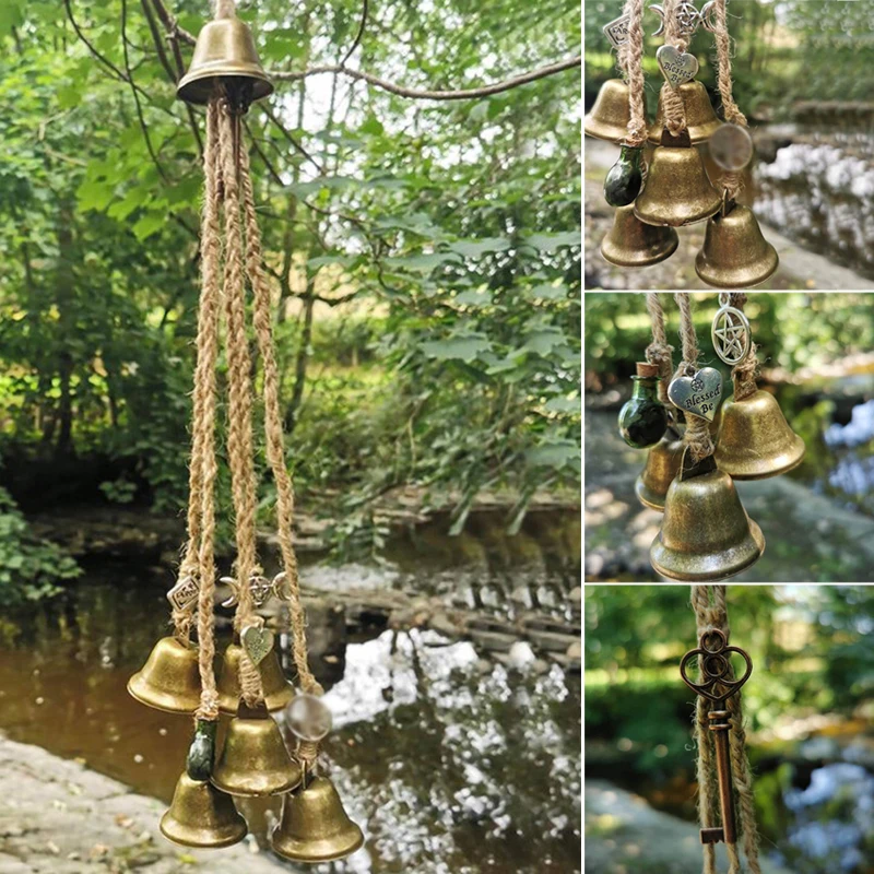 Wall Mounted Witch Wind Chimes Iron  Bell For Home Hanging Ornament