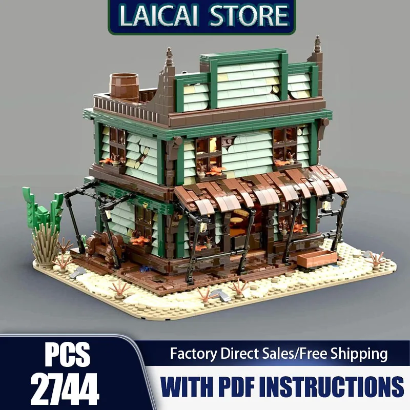 

Moc строительные блоки модульный модульный западный салон кирпичи модель DIY сборка вид на улицу модель строительная игрушка праздничные подарки