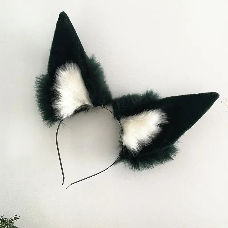 Halloween Christmas Cosplay Prop Handwork Animal Cat Wolf Fox Ear Hair Hoop Headwear Simulation Hair Cos Prop