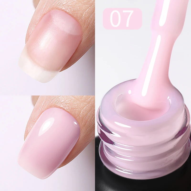 BORN PRETTY Melkachtig Roze Rubberen Basis Gel Nagellak Glitter 15 ml Semi-Permanente Vernis Losweken Zelfnivellerende UV LED Gel