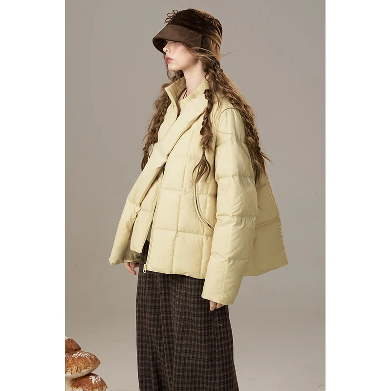 ELFSACK 2025冬新作 カジュアル無地クラウドキルティング多用途パファージャケット レディース