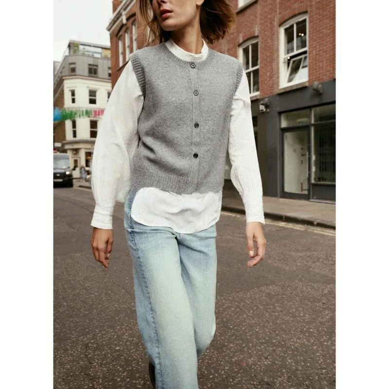 Doux rond Ne Svel tricoté gilet tapis Sle femmes nouveauté fibre de Polyester tenue décontracté saison d'automne