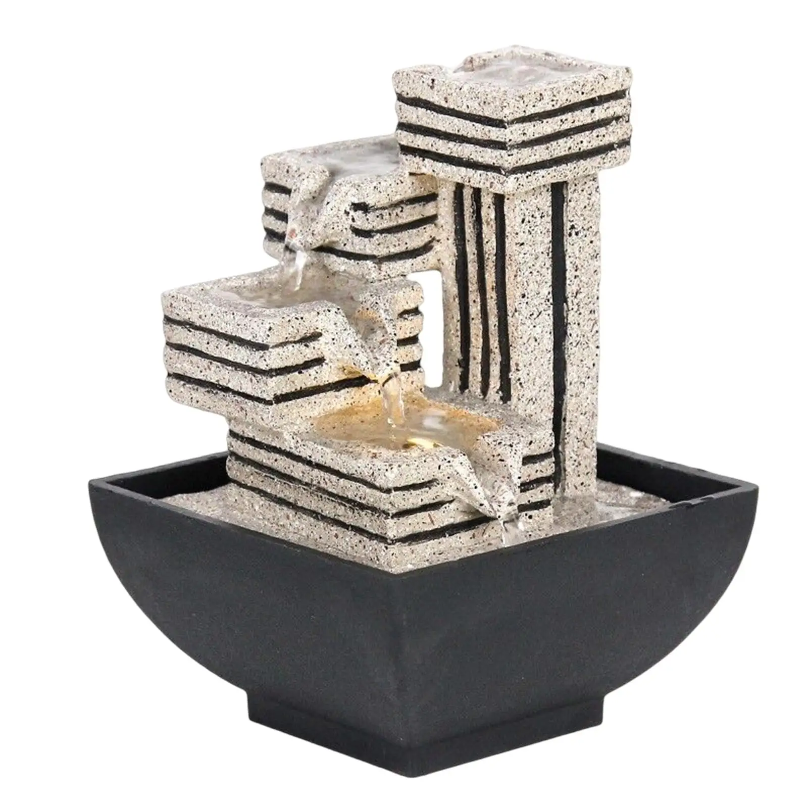 4 Tiers Indoor Water Fountain Waterfall Fountain Tabletop Fountains Submersible Pump Decorative for Relaxation Desk Decoration