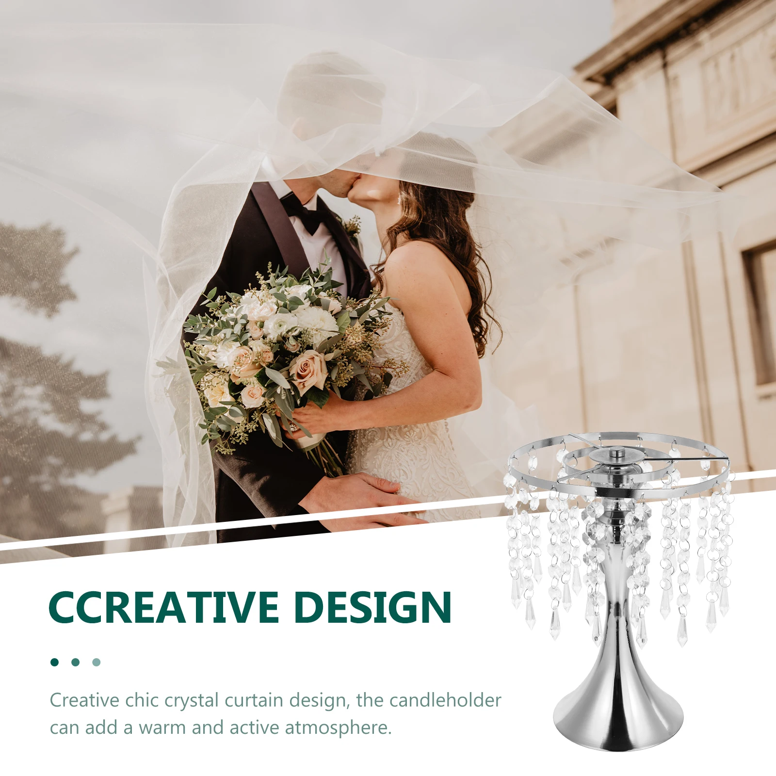 

1pc Wedding Candleholder Crystal Curtain Design Chic Candlestick For Party Decor Flower Rack Supply Iron Plastic Multifunctional