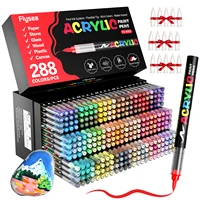 Juego de marcadores de pincel suave para pintura acrílica, marcadores de pintura con control de tinta automático con punta de pincel suave, bolígrafos de pintura acrílica para madera, piedra,