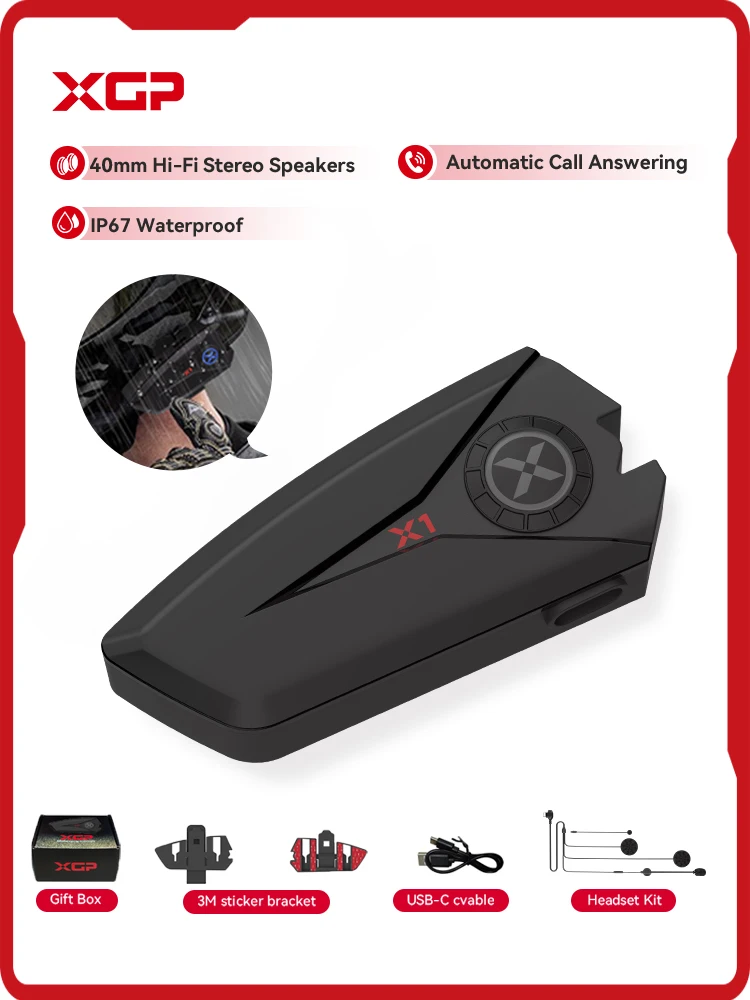 XGP X1 Motorhelm Bluetooth-headset met stembediening Automatische oproep beantwoorden Functie Draagbare motorfietsaccessoires - afbeelding 2