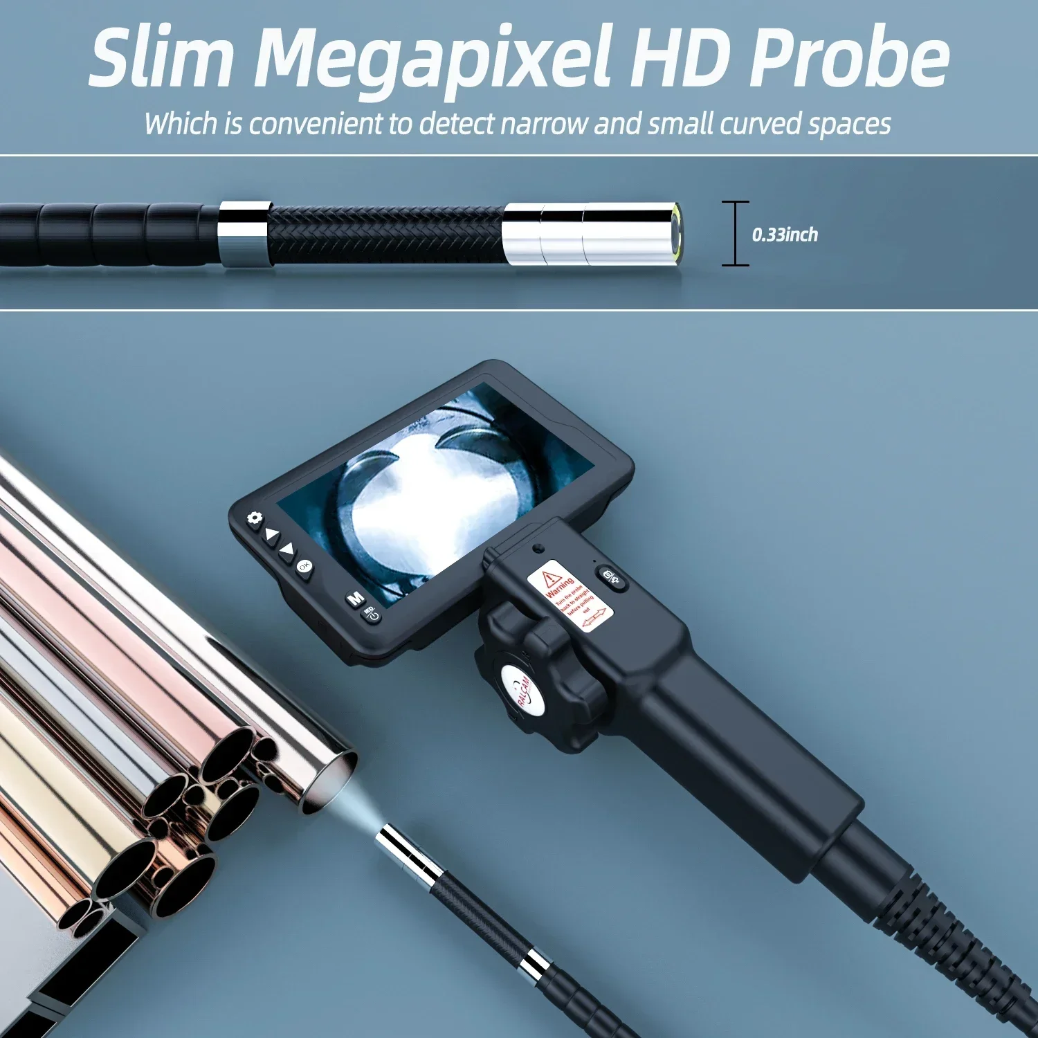 

2026 Popular Ralcam 8.5Mm 2Mp Inspektion Camera Hd With 4.5Inch Ips Videoscope Industrial Borescope