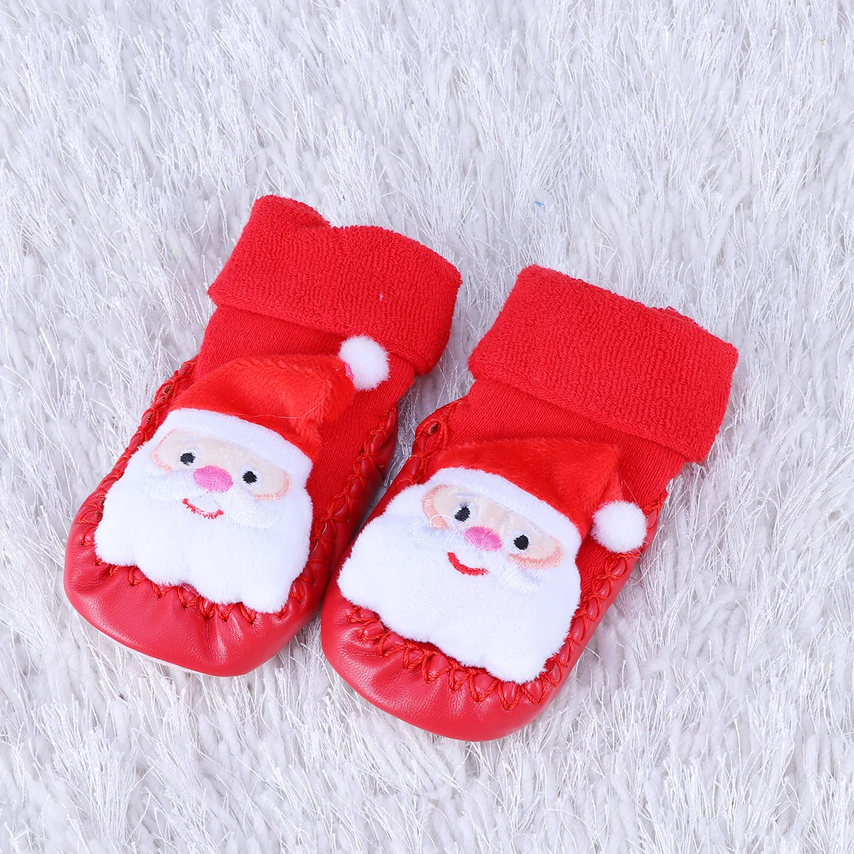 1 زوج الطفل عيد الميلاد تخزين جميل الكرتون المضادة للانزلاق الطابق الأحذية لينة الدافئة الخريف الشتاء الدفء الجوارب سانتا كلوز 12 سنتيمتر