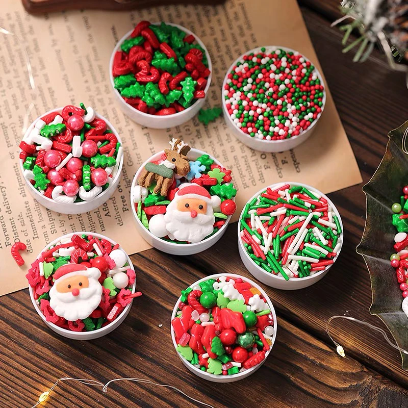 200/500g Cake Decoration Sugar Beads Christmas Colorful Pearl Sugar Needles Golden White Jelly Beans Baking Paper Cup Dessert