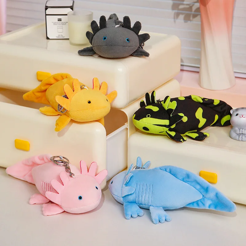 23cm Colorful Big Axolotl Pendant Doll Cute Newt Salamandra Plush Toy Soft Underwater Animal Pink Yellow Grey Blue Birthday Gift