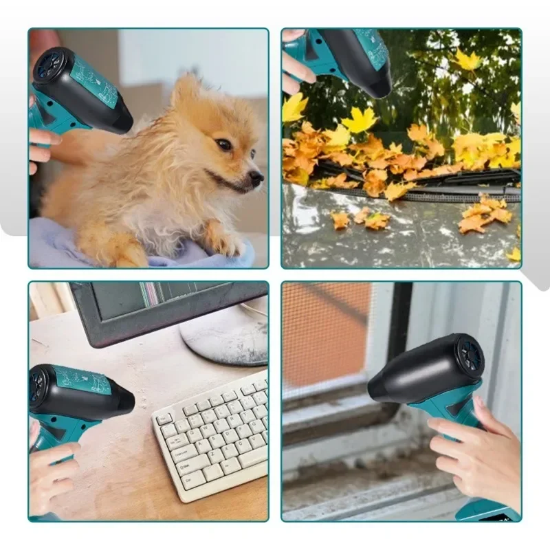 Ventilador turbo elétrico sem escova, 4 engrenagens, violento, secador de carro, pistola de ar portátil, soprador para bateria makita de 18v