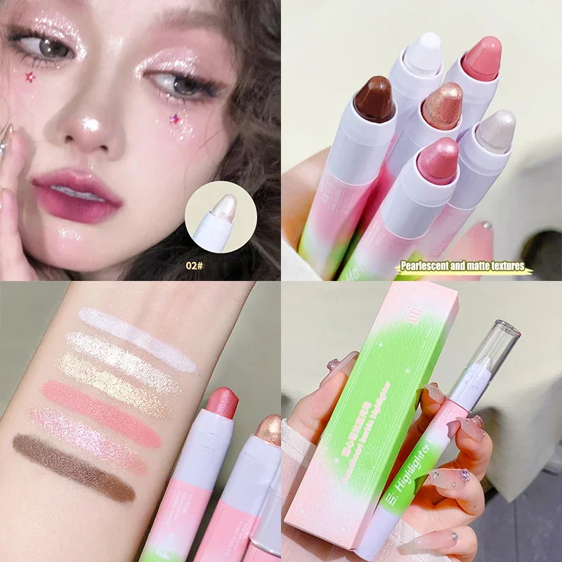 

Matte White Highlighter Pen Pearlescent Lying Silkworm Pencil Waterproof Face Brightening Eyes Shadow Stick Silver Eye Makeup