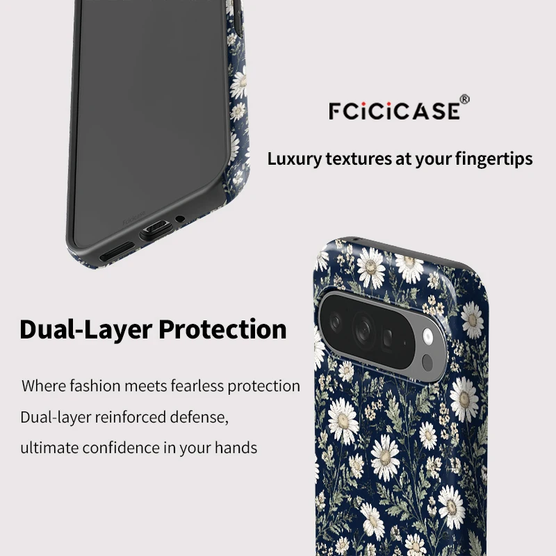 Fcicicase Flowers Pattern Phone Case For Google Pixel 9 10 Pro XL 10A 8 9 10 Pro 8A 7A Matte Anti-Drop Acrylic Protective Etui - view 5