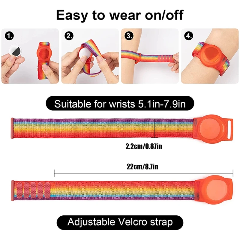 Pulsera para niños Compatible con Apple Airtag, funda protectora para soporte de rastreador GPS Air Tag con pulsera de nailon