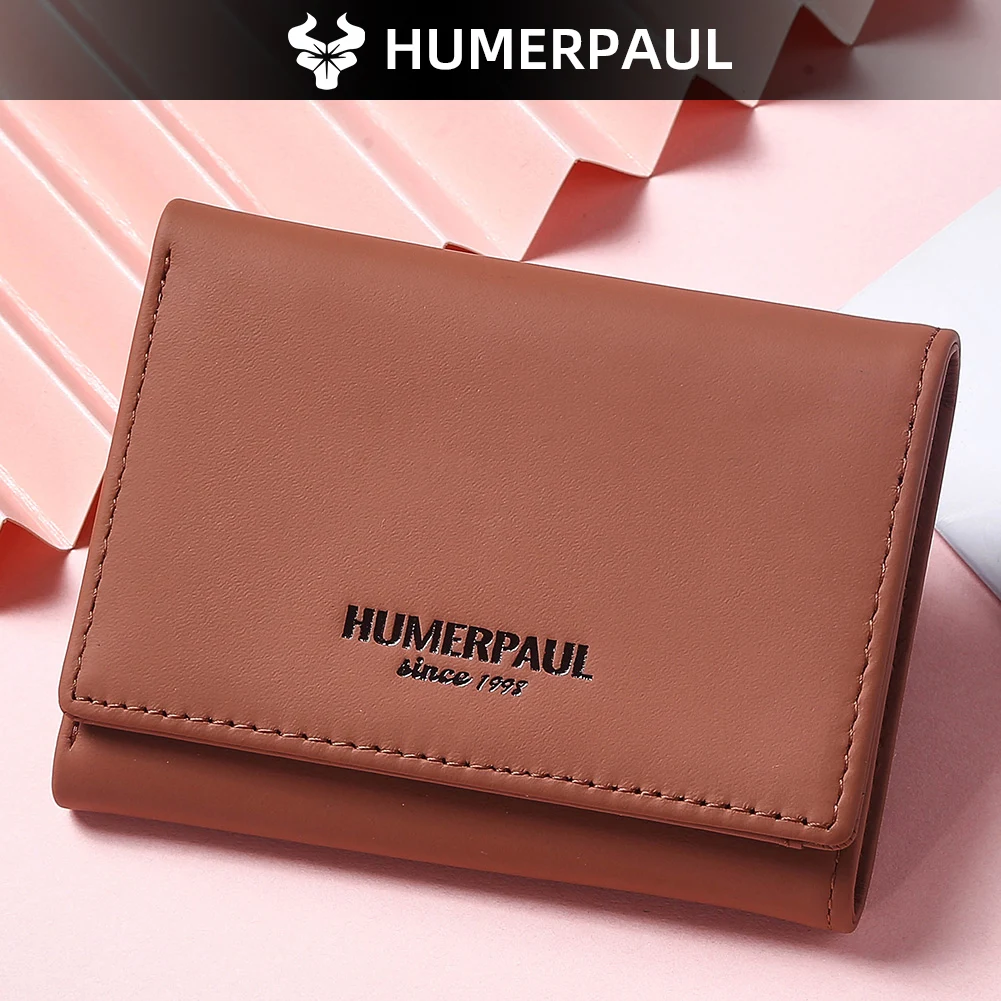HUMERPAUL Genuine Leather Wallet Trifold Bifold Card Holder with Zipper Pocket RFID Cash Coin Organizer for Men