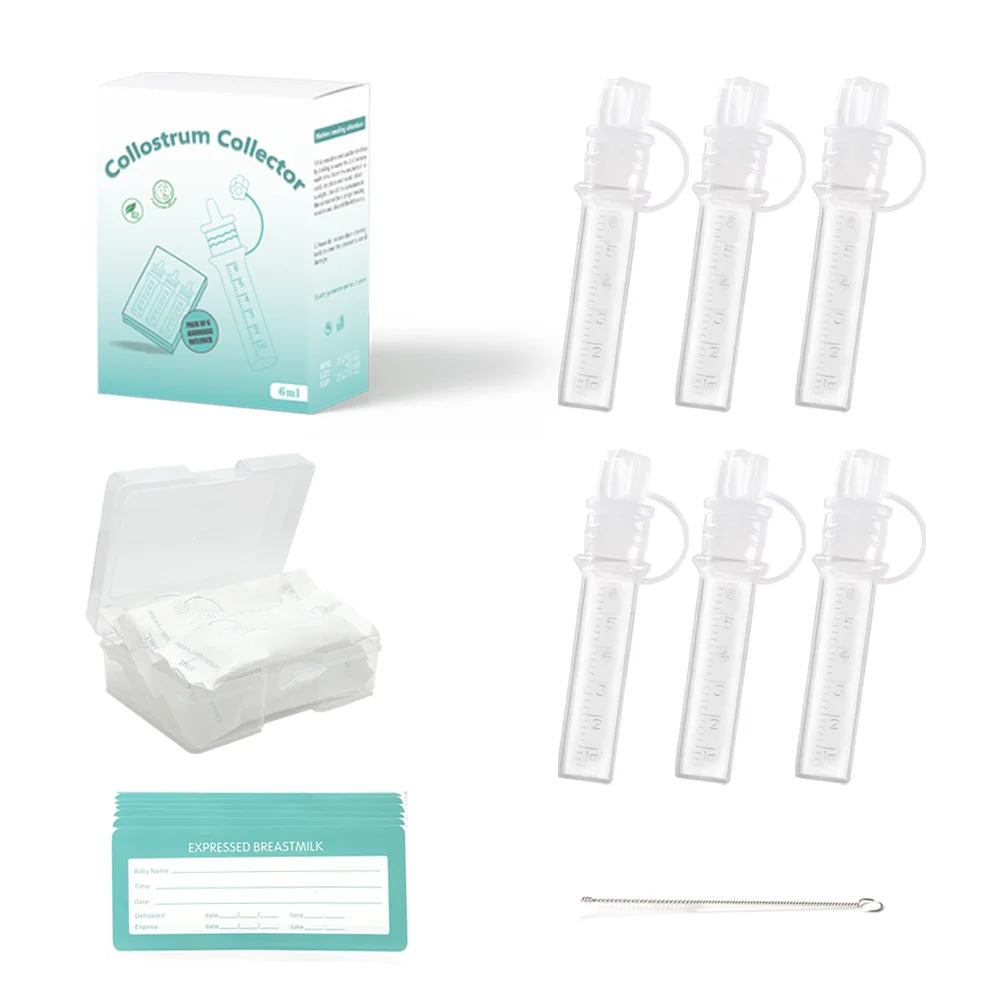 Colostrum feeding kit 6ml/6pcs Silicone Breast Milk Collector and Storage Case Ready-to-Use Reusable BPA Free