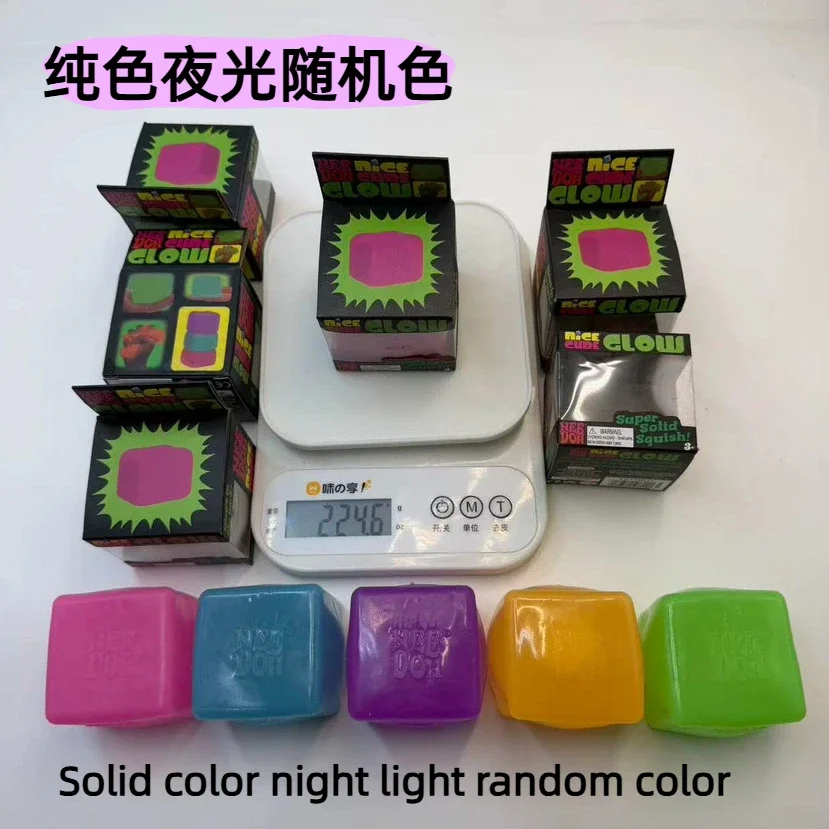 New Schylling Needoh Nice Cube Squishy Stress Toy Glow In The Dark Slow Rebound Sensory Glitter Pressure Relief For Adults gifts