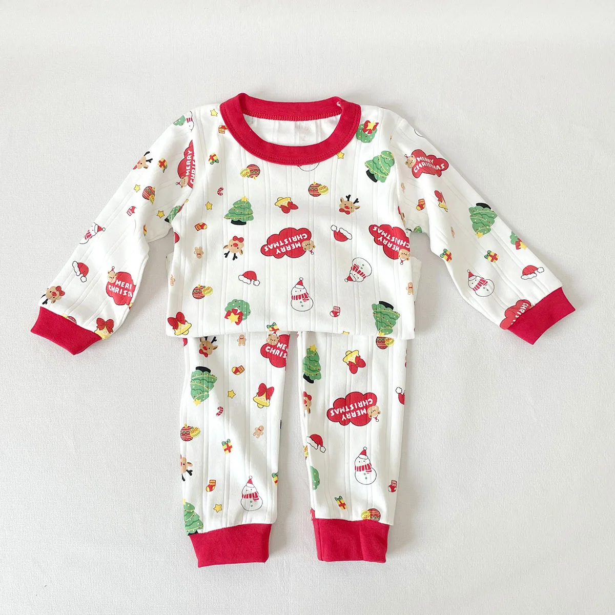 Conjunto de roupas de Natal infantil, estampado de Santa Elk, top e calças para crianças, meninos e meninas, novo, outono, inverno, 0-10Y, 2pcs,