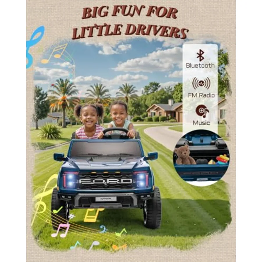 Auto da giro per bambini Raptor a 2 posti con licenza, giocattoli da 24 Volt per ragazzi con telecomando, auto elettrica per bambini con luci a LED, B