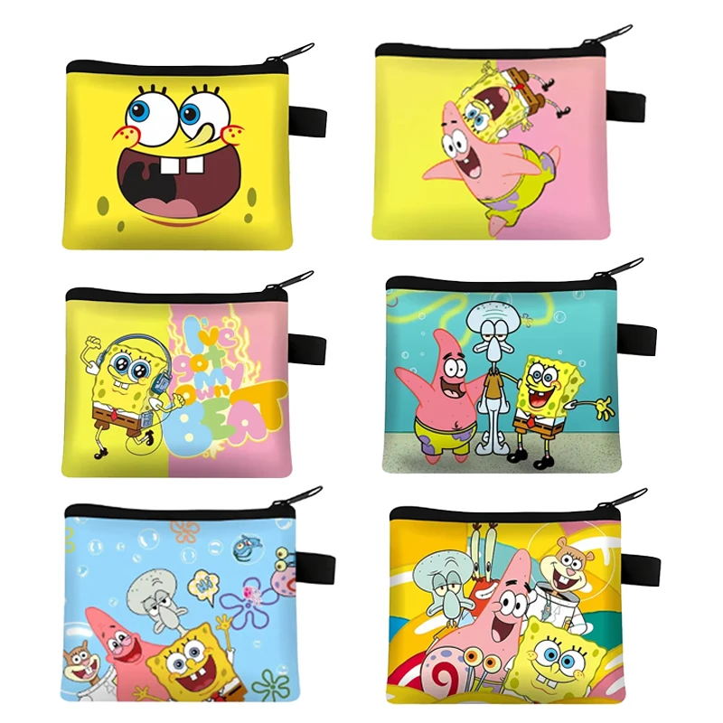 

SpongeBobed SquarePants Coin Purse Wallets Cartoon Anime Portable Coins Storage Bags Mini Purses Key Organiser Kid Birthday Gift