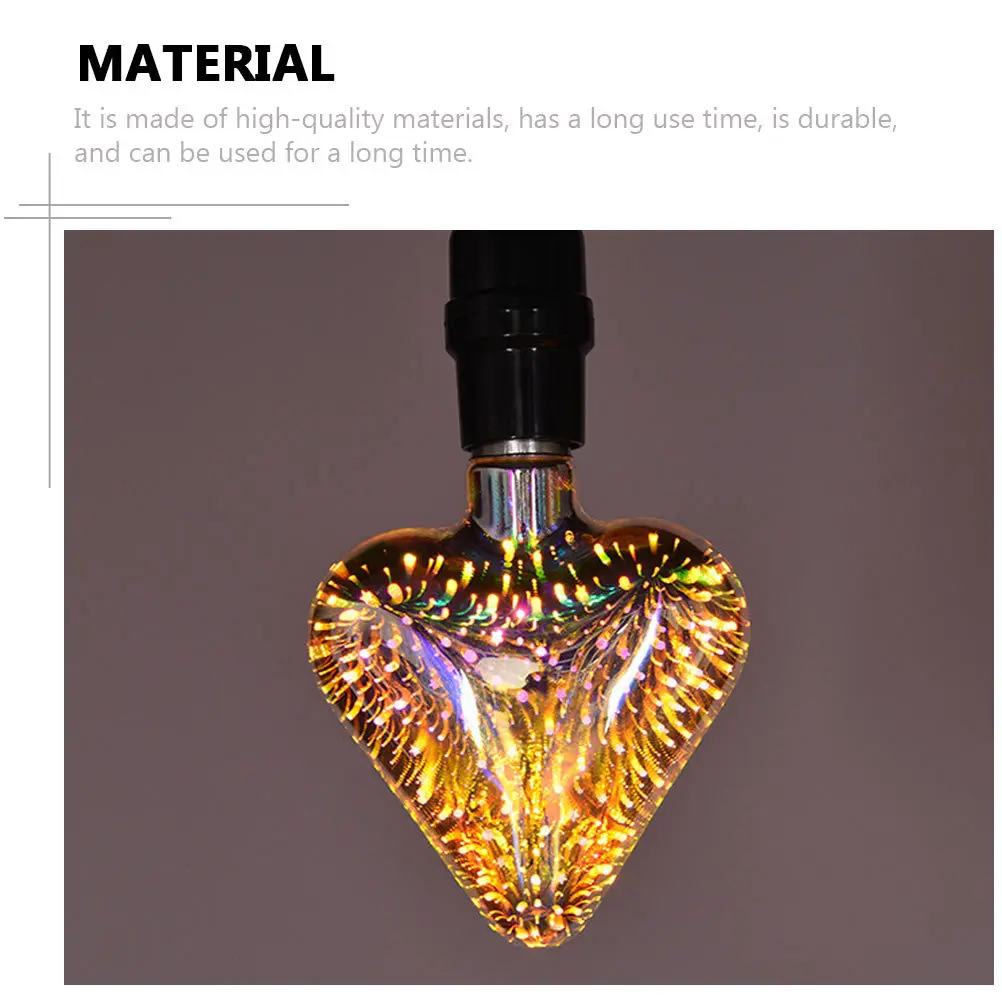 الملونة رومانسية 3D الزجاج LED على شكل قلب لمبة حفل زفاف الديكور مهرجان ليلة ضوء المشهد تخطيط الضوء #1