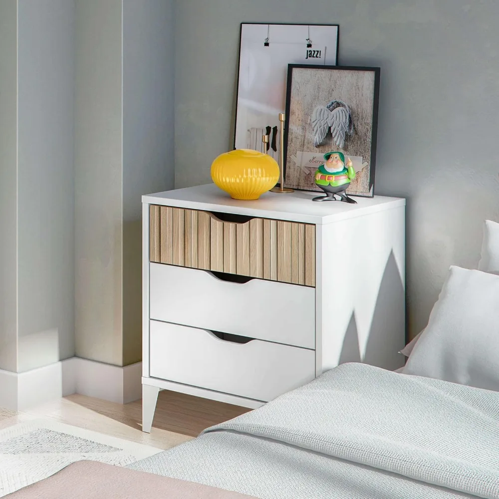 Mesita de Noche con 3 كاجونيز، كومبيناشن بلانكو و روبل 44x50x33 سم #4