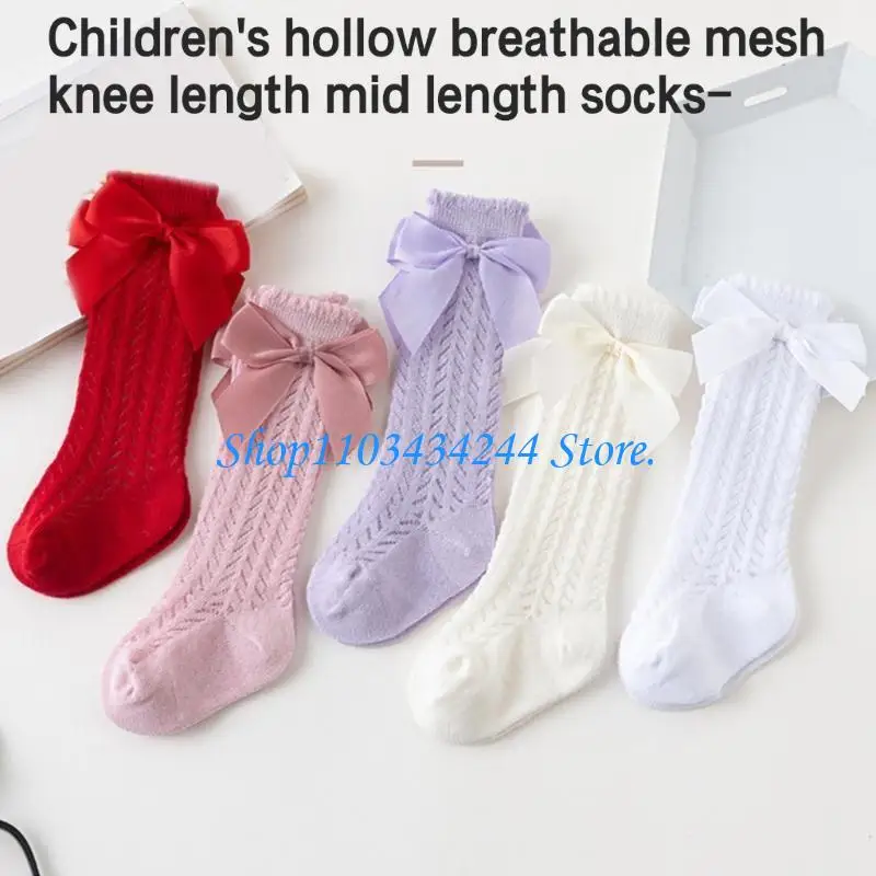 Princess Knee Length Socks for Baby Girls Hollow Out Mesh Socks for Infant