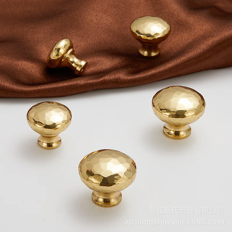 Латунные кованые грибные ручки ручной работы, роскошное золото, для ящиков, шкафов, гардеробов, круглая дизайнерская ручка с одним отверстием