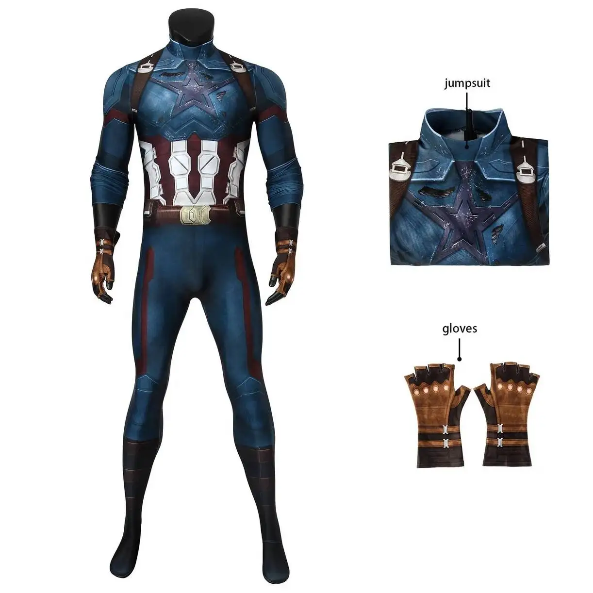 

Adults Superhero Captain Steve Rogers Cosplay Jumpsuit Costume HD Bodysuit Halloween Acg Party Roleplay Zentai Suit Outfit