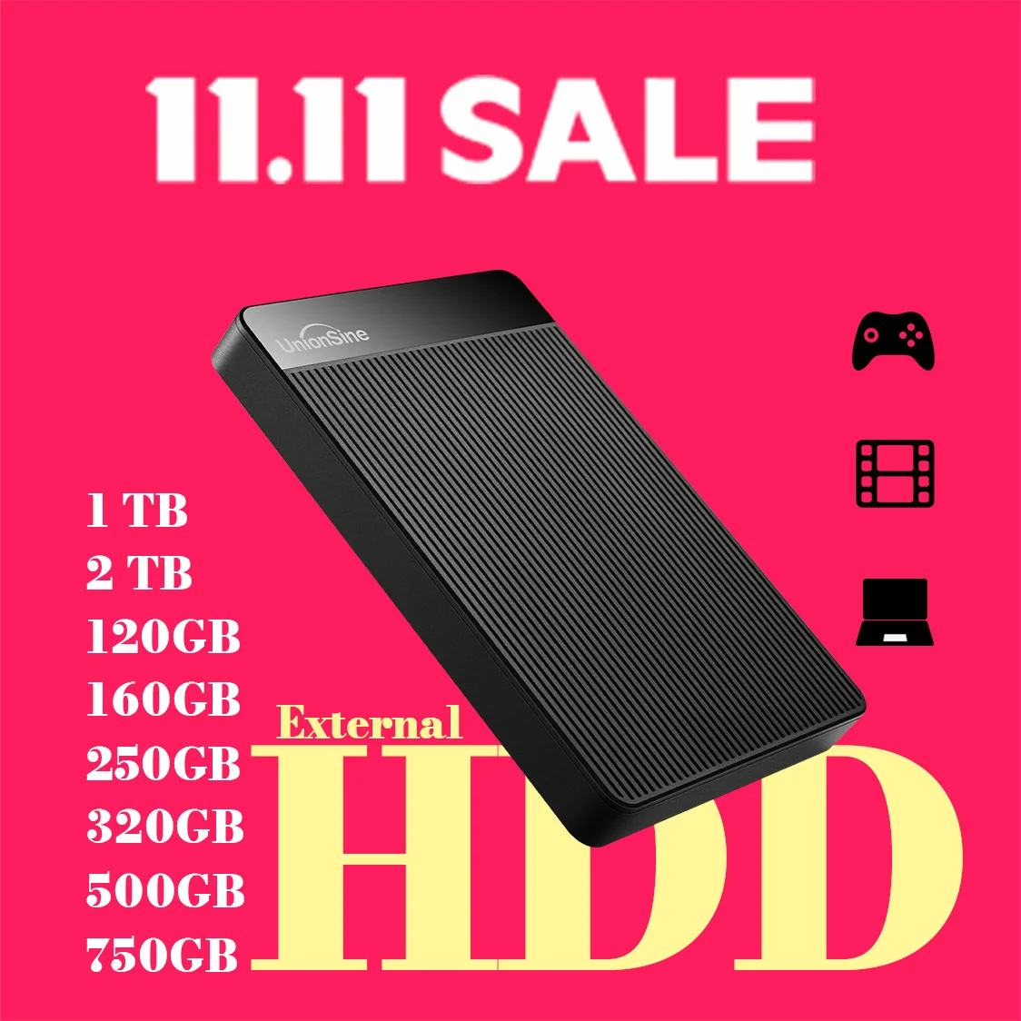 

UnionSine HDD USB3.0 Portable External Hard Drive 500gb 2.5"disk memory USB Storage Compatible for PC, Mac, Desktop,MacBook