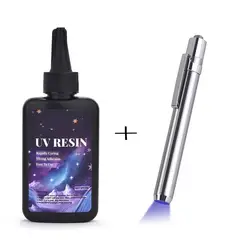 25/50g UV Resin Glue Set Clear Glue Ultraviolet Quick Drying Type With UV Super Bonding Glue Kit For Jewelry Making Craft Decor