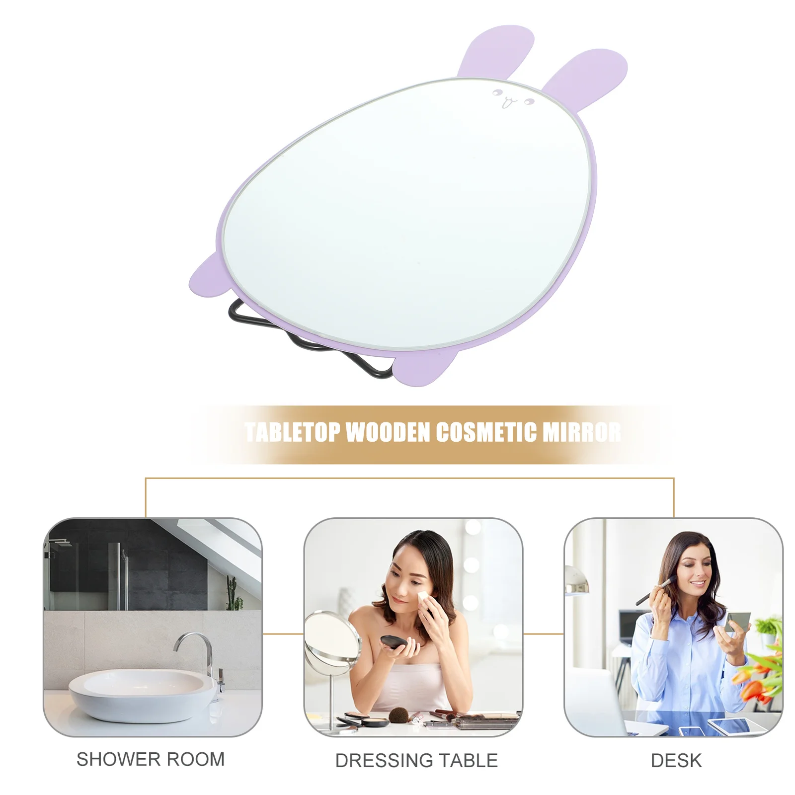 Specchio cosmetico pieghevole da tavolo per trucco da tavolo Comò compatto carino Specchio per bambini in vetro Minkissy