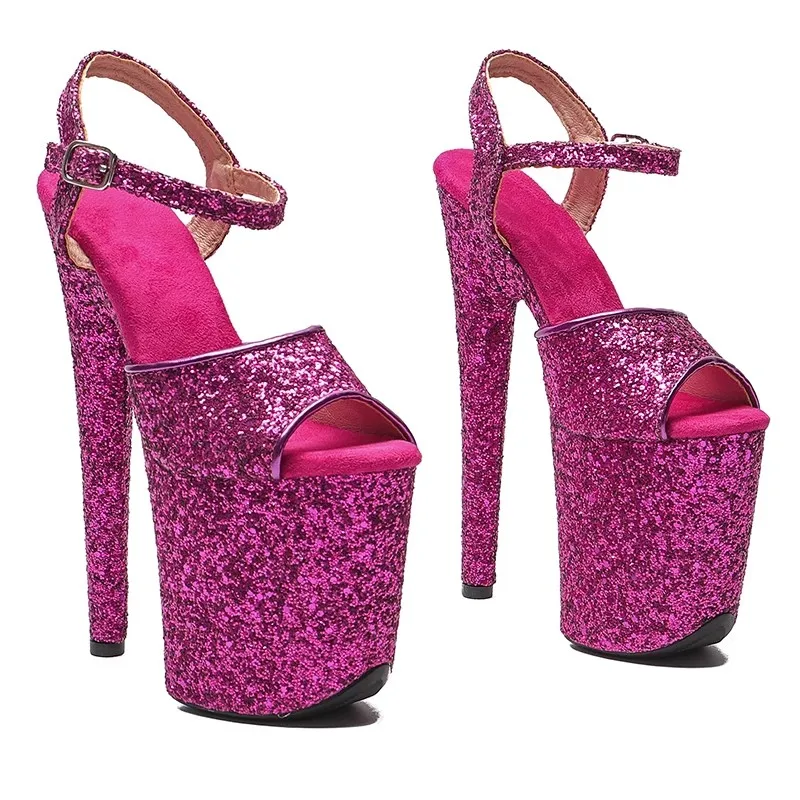 

Model Shows Wome Fashion 20CM/8inches Glitter Upper Platform Sexy High Heels Sandals Pole Dance Shoes 281