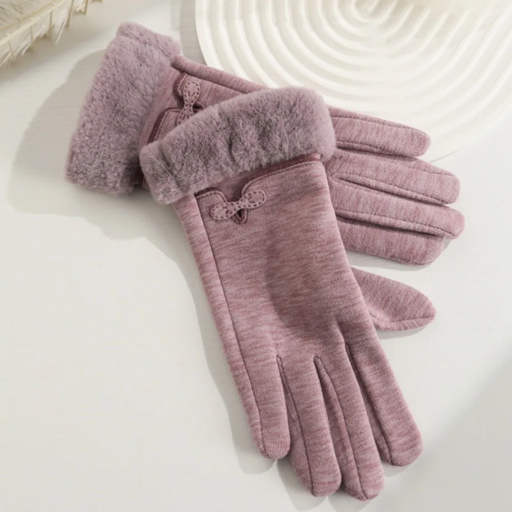 Rabbit Velvet Material Finger Gloves Double Sided Plush Plush Wrist Opening Touch Screen Gloves Cold Prevention Windproof