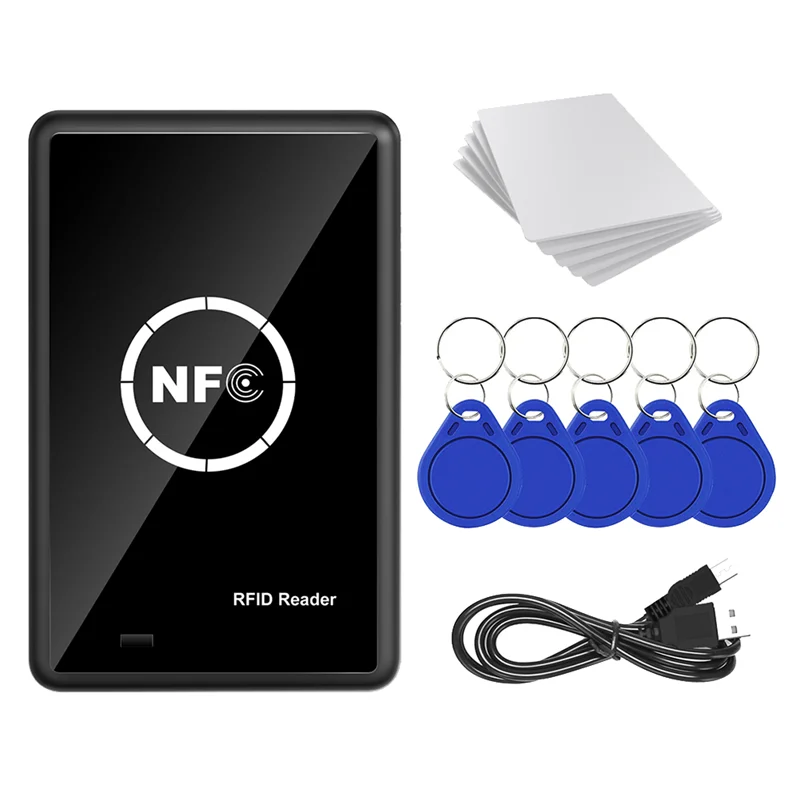 RFID NFC เครื่องถ่ายเอกสารเครื่องถ่ายเอกสาร 13.56KHz Key Fob NFC Smart Card Reader Writer 13.56MHz เข้ารหัสโปรแกรมเมอร์ USB UID T5577