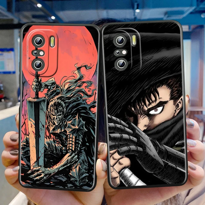 B-Berserk Cool Cartoon Boys For Xiaomi Redmi 9A 9C 9AT 10C 9 9T 10 12C 13C 8 12 K60 A1 K50 K40 5G Black Back Phone Case