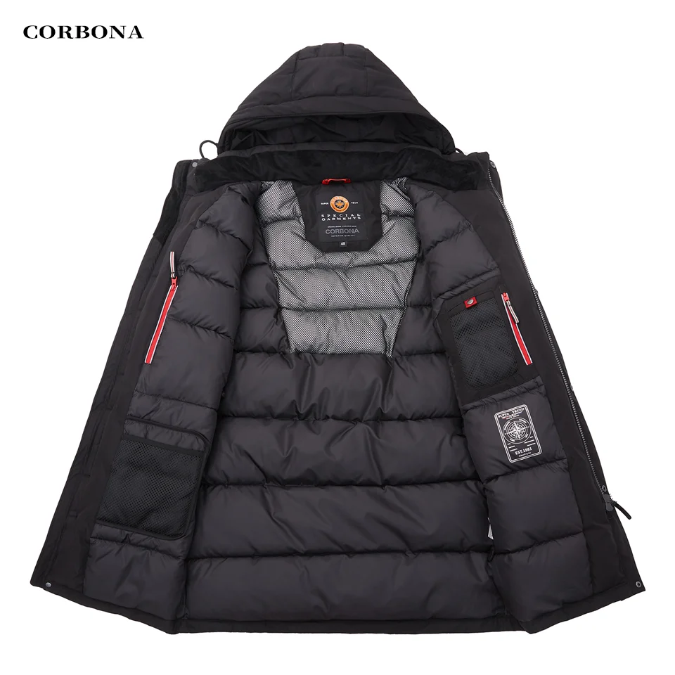 CORBONA 2023 New Men Winter Jacket  Oversized Warm Windproof Coat  Business Windbreaker DetachableHat Long Section to Keep Parka